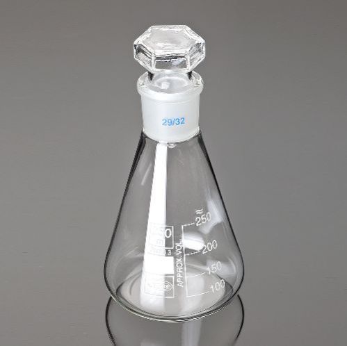 Warsi Printed Glass Conical Flask Stoppered, Color : White