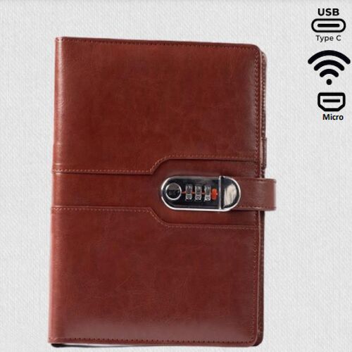 Dark Brown PU Leather Organizer With Power Bank
