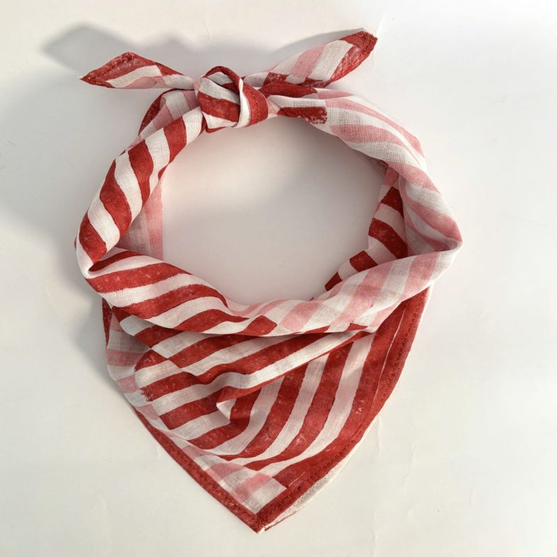 Pink & Red Stripe Square Cotton Scarf