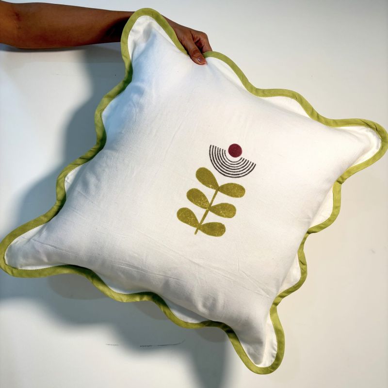 Wavy Green Plum Cushion Covers