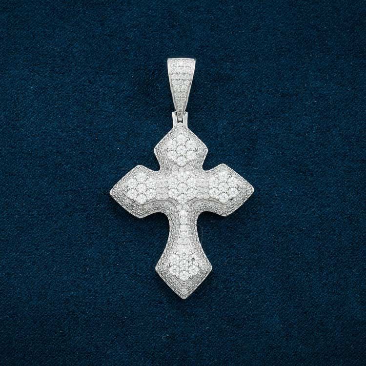 Hiphop Iced Out Cross Moissanite D Vvs Sterling 925 Silver Pendant