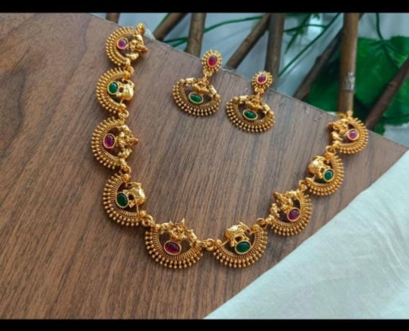 South Indian Gold Plated Saree Choker Necklace Set
