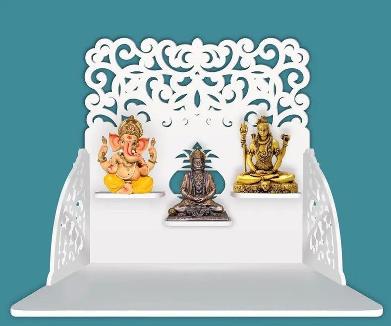 wall hanging white wooden temple