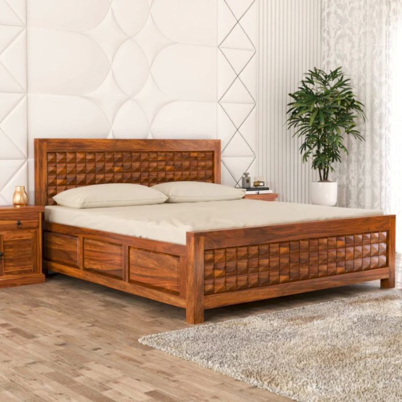 wooden double bed