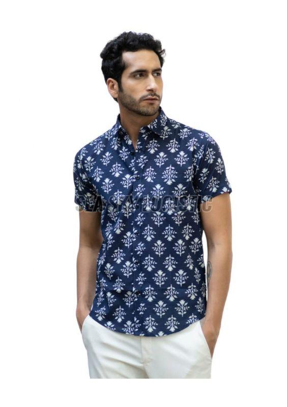Mens Printed Cotton Short Sleeve Shirt