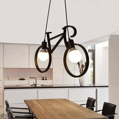 Iron Cycle Hanging Light, Color : Black & Customizable