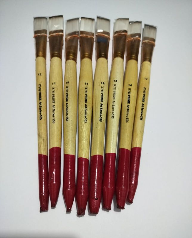 Flat Wooden Handle Synthetic Artist Brush