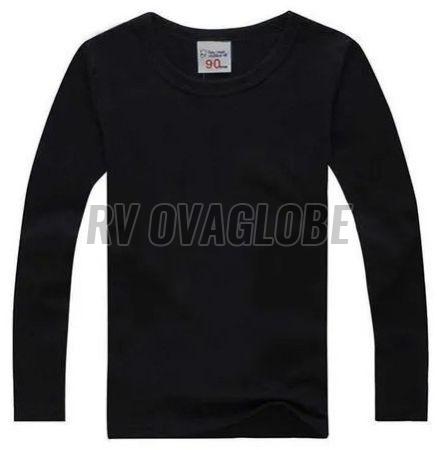 Kids Boys Black Full Sleeve Cotton T-Shirt