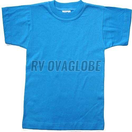 Kids Boys Sky Blue Plain Cotton T-Shirt
