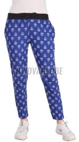Printed Ladies Blue Ankle Length Cotton Lower