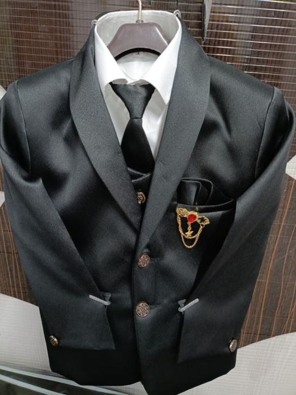 Black 5 Piece Kid Coat Pant Suits