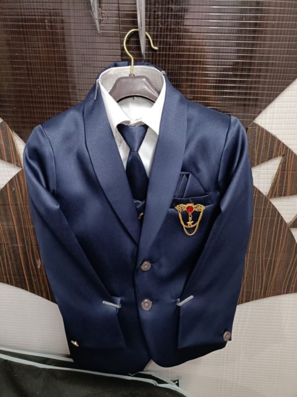 Dark Blue 5 Piece Kid Coat Pant Suits