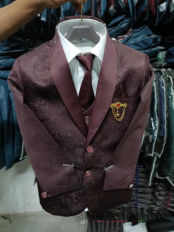 Boys Jacquard 5 Piece Coat Pant Set