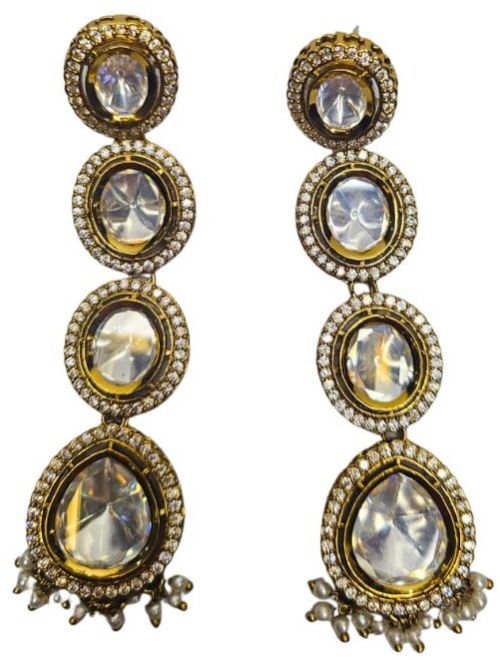 Kundan Long with AD Earrings