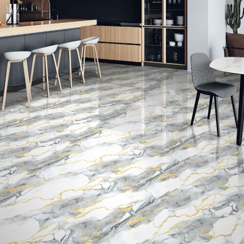 Sannagold Grey Endless Glossy Finish Ceramic Floor Tiles