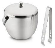 Double-Walled Stainless Steel Ice Bucket DW Dome Lid, Color : Silver