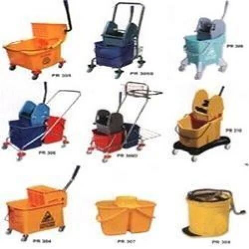 Mild Steel Mop Wringer Trolley, Packaging Type : Yellow for Industries