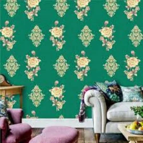 Green Royal Pattern PVC Designer Wallpaper