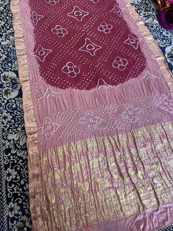 Light Pink Modal Silk Nakshi Pallu Bandej Saree