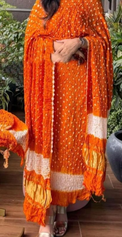 Orange Modal Silk Shibori Suit Set