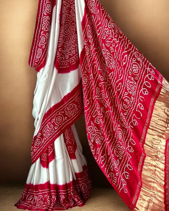 Pure Gaji Silk Mandal Bandhani Saree