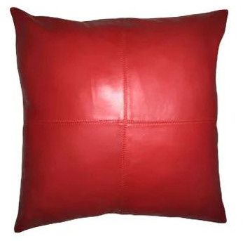 Red Plain Leather Cushion Cover