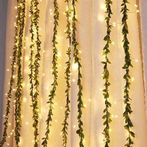 Artificial Plant Green Leaf Vine Curtain LED String Lights
