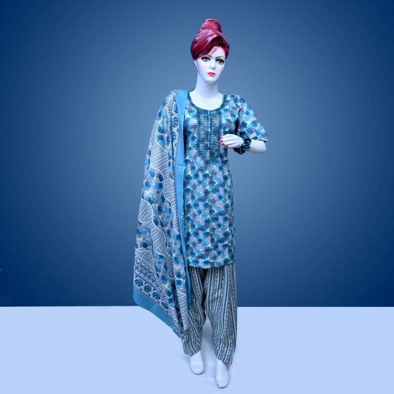 Blue Ladies Cotton Salwar Suits
