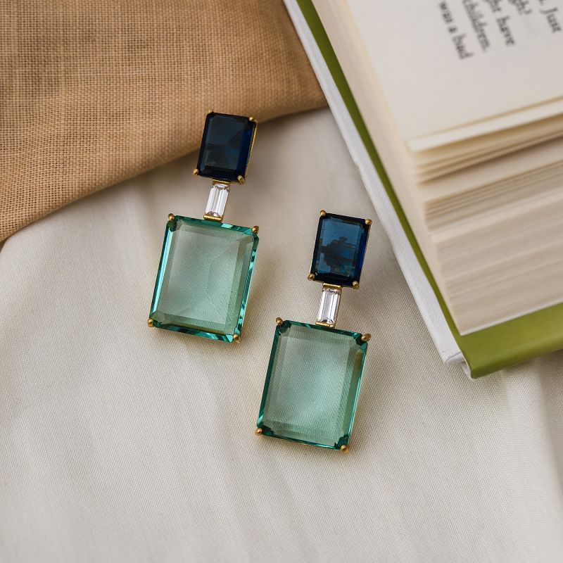 Glass Stone Statement Earrings