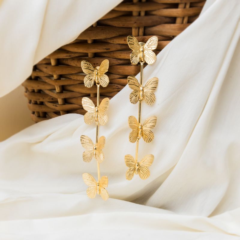 Gold Plated Brass Butterfly Earrings