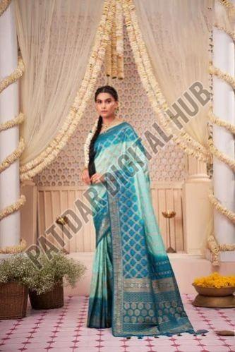 Light Bandhani Saree with Zari Work