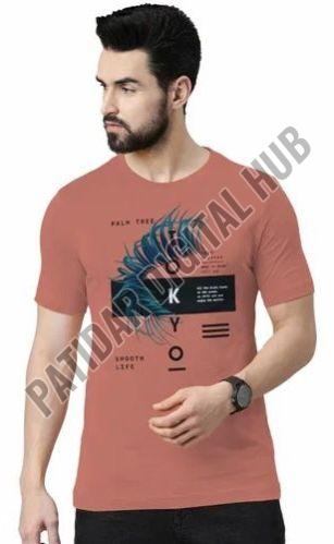 Mens Chest Print Cotton T-Shirt Casual