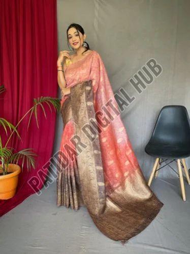 Traditional Banarasi Brocade Saree in Dual Tone