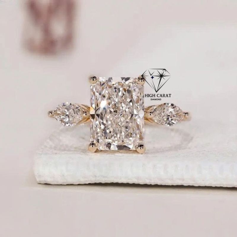 Radiant Cut Side Two Stone Marquise Cut Lab Grown Diamond Wedding Ring