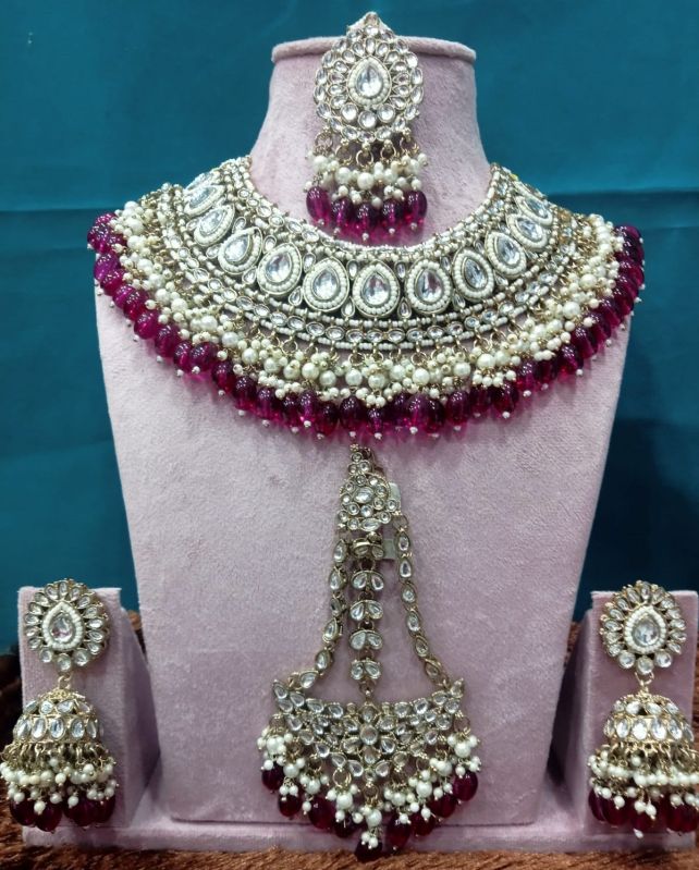 Gold-Plated Kundan Studded Antique Jewellery Set