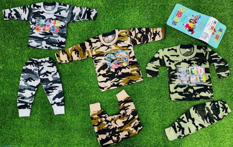 Boys Army Rib Printed Pajama Set