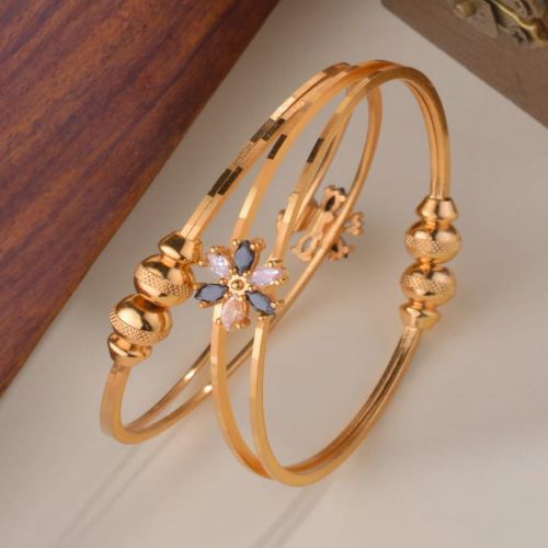 Gray Stone Flower Shaped Artificial Golden Bracelet