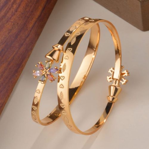 Multicolor Stone Flower Shaped Artificial Golden Bracelet