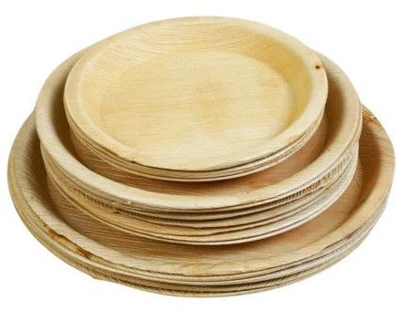 Plain Round Areca Leaf Plate, Packaging Type : Plastic Packet