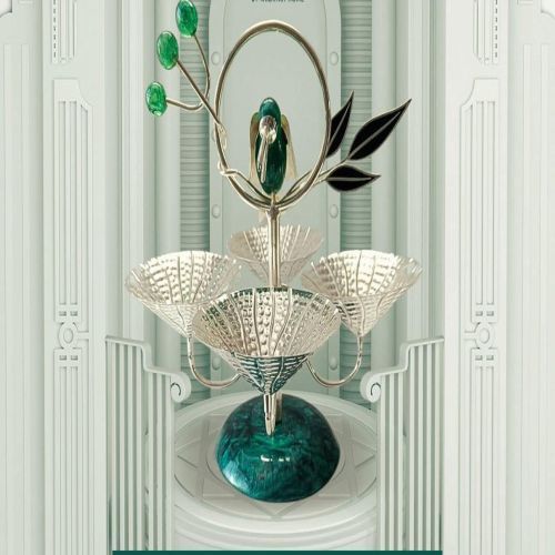 Elegant Multi Tiered Serving Stand with Bird & Stone Motif