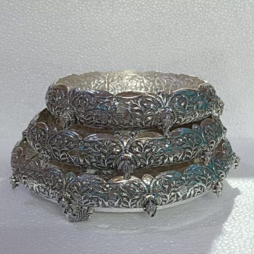 Tiered Silver Plated Embossed Bowls Set OF 3 Pcs