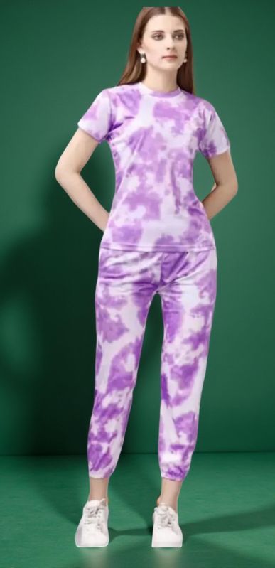 Ladies Purple & White Night Suit