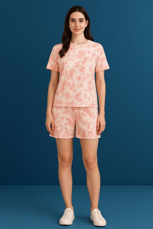 Women's Orange Nightsuit with Shorts