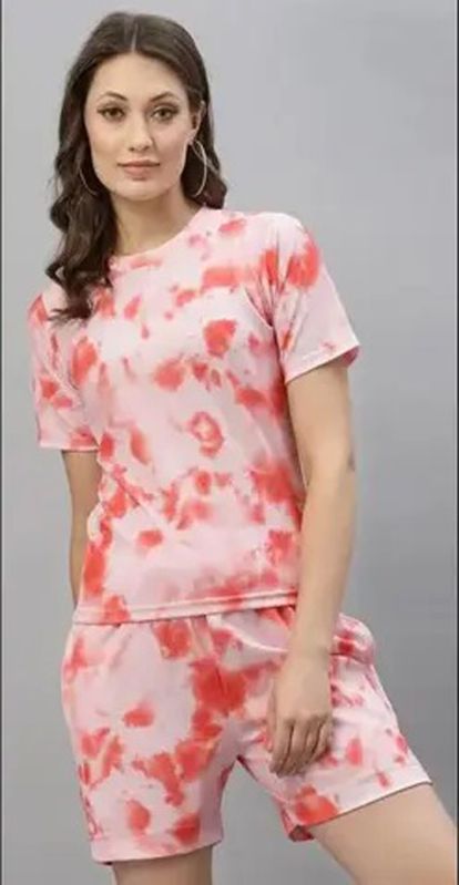 Women's Pink Nightsuit with Shorts