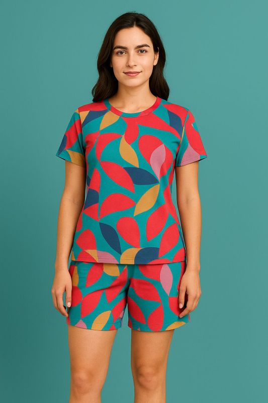 Women\'S Red Nightsuit with Shorts