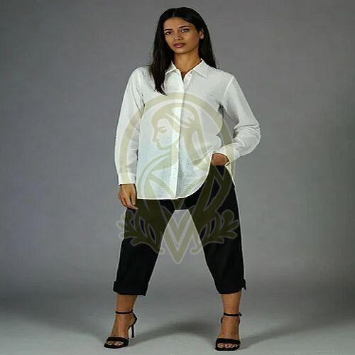 Ladies Plain White Linen Shirt Casual XL, M