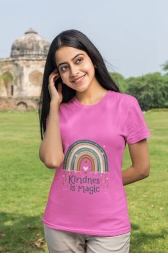 Cotton Kindness IS Magic Rainbow Ladies T Shirt
