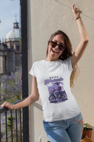 Cotton Maiko Minimoto Retro Rider Graphic Ladies T Shirt