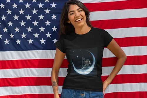 Cotton Moon Harp Dreamscape Graphic Ladies T Shirt