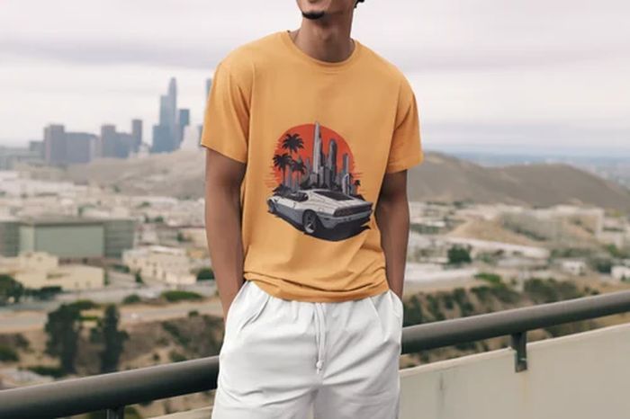 Cotton Retro City Drive Mens T Shirt